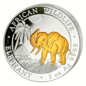 2017年索馬利亞大象1oz銀幣(鍍金版)