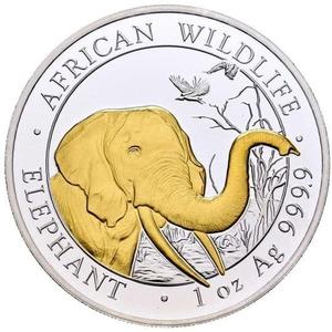 2018年索馬利亞大象1oz銀幣(鍍金版)
